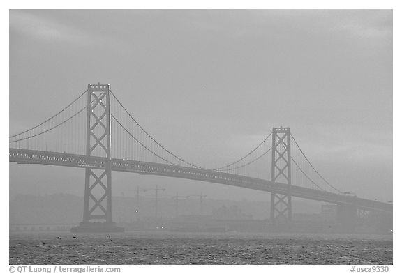 Bay Bridge seen from Treasure Island, sunset. San Francisco, California, USA