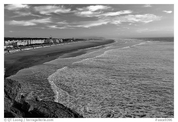 black and white beach photos. Ocean Beach at sunset.