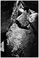 Bear Gulch talus caves. Pinnacles National Park, California, USA. (black and white)