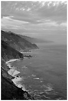 Coast at sunset. Big Sur, California, USA ( black and white)