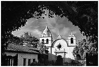 Mission San Carlos Borromeo Del Rio Carmelo. Carmel-by-the-Sea, California, USA ( black and white)