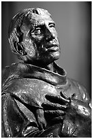 Statue of Father Junipero Serra, Carmel Mission. Carmel-by-the-Sea, California, USA ( black and white)