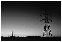 Power lines at sunset, San Joaquin Valley. California, USA ( black and white)