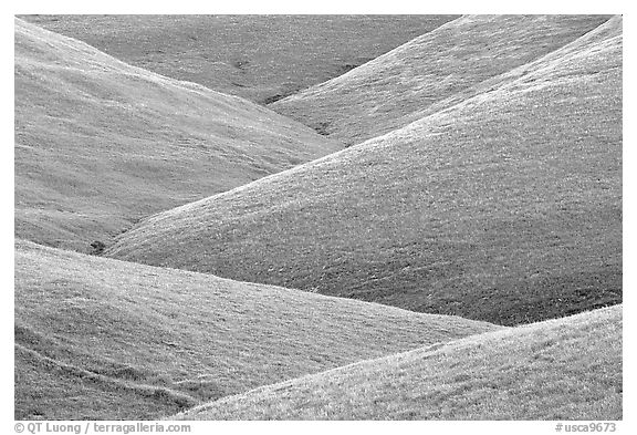 Ridges, Southern Sierra Foothills. California, USA (black and white)