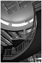 Interior of Entrance Hall, sunset, Getty Museum. Brentwood, Los Angeles, California, USA<p>The name <i>Getty Museum</i> is a trademark of the J. Paul Getty Trust. terragalleria.com is not affiliated with the J. Paul Getty Trust.</p> (black and white)