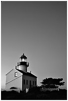Old Point Loma Lighthouse, dusk. San Diego, California, USA (black and white)