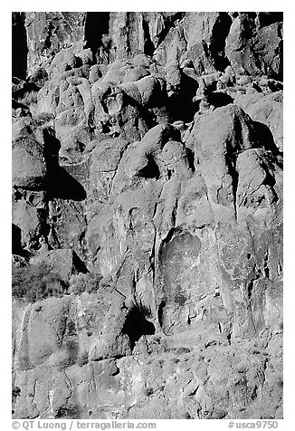Volcanic cliff, Hole-in-the-wall. Mojave National Preserve, California, USA (black and white)