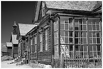 Main street row, Ghost Town, Bodie State Park. California, USA ( black and white)