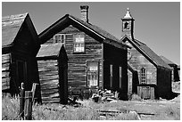 Main street row, Ghost Town, Bodie State Park. California, USA ( black and white)