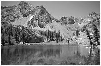 Emerald waters of a mountain lake, Inyo National Forest. California, USA (black and white)