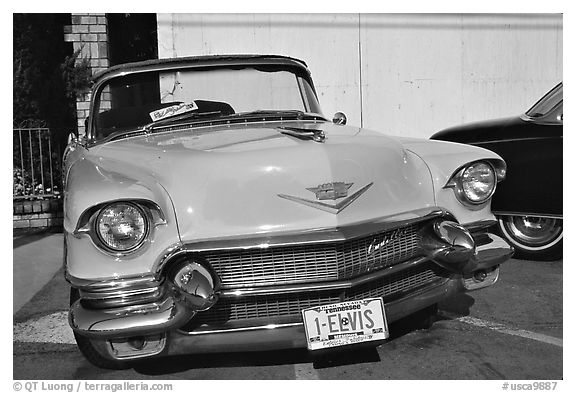 Classic Pink car Bishop California USA black and white 