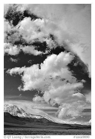 Clouds and Sierra, Owens Valley. California, USA (black and white)