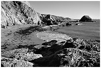 McClures Beach, looking south, afternoon. Point Reyes National Seashore, California, USA ( black and white)