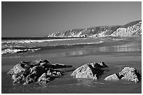 McClures Beach, looking north, afternoon. Point Reyes National Seashore, California, USA ( black and white)