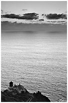 Point Reyes Lighthouse, sunset. Point Reyes National Seashore, California, USA (black and white)