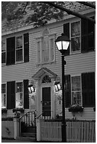 Facade and street light and dusk, Essex. Connecticut, USA (black and white)