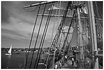 Aboard the Charles Morgan ship. Mystic, Connecticut, USA (black and white)