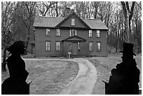Louisa May Alcott Orchard House, Concord. Massachussets, USA (black and white)