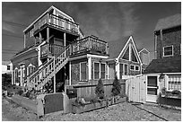Beach and houses, Provincetown. Cape Cod, Massachussets, USA (black and white)