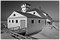 Historic life-saving station, Race Point Beach, Cape Cod National Seashore. Cape Cod, Massachussets, USA (black and white)