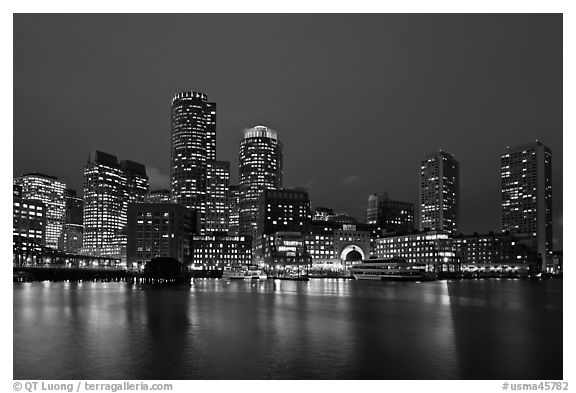 Boston skyline at dusk. Boston, Massachussets, USA