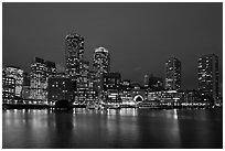 Boston skyline at dusk. Boston, Massachussets, USA (black and white)