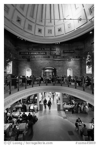 Inside historic Quincy Market. Boston, Massachussets, USA (black and white)