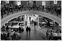 People dining, Quincy Market. Boston, Massachussets, USA (black and white)