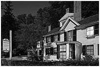 Wayside authors house and sign. Massachussets, USA (black and white)