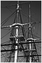 Masts of USS Constitution. Boston, Massachussets, USA (black and white)