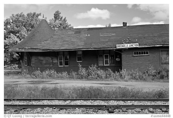 Abandonned railroad station, Greenville Junction. Maine, USA (black and white)