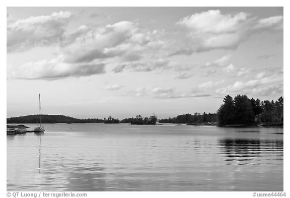Moosehead Lake, sunset, Greenville. Maine, USA (black and white)