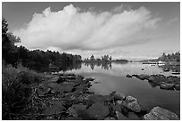 Beaver Cove and boats. Maine, USA (black and white)