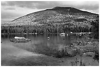 South Turner Mountain reflected in Sandy Stream Pond in autumn. Baxter State Park, Maine, USA ( black and white)