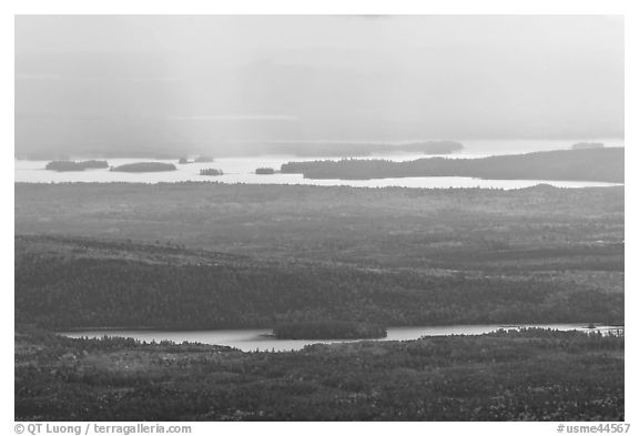 Distant lakes and forests. Baxter State Park, Maine, USA (black and white)