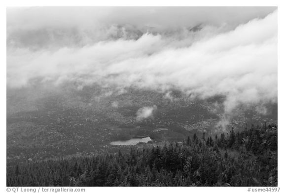 Clearing storm from above. Baxter State Park, Maine, USA (black and white)