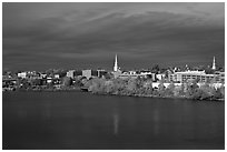 Bangor Skyline with Penobscot River. Bangor, Maine, USA (black and white)