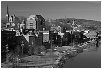 West side riverfront. Augusta, Maine, USA ( black and white)