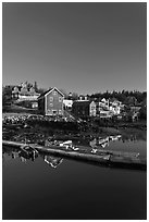 Deck and waterfront. Stonington, Maine, USA ( black and white)