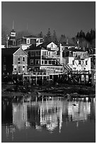 Houses and reflections. Stonington, Maine, USA ( black and white)