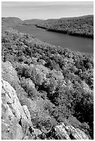 Lake of the Clouds and early fall colors, Porcupine Mountains State Park. Upper Michigan Peninsula, USA ( black and white)