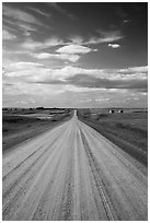 Gravel road. North Dakota, USA (black and white)