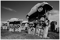 Standing trilithons, Carhenge. Alliance, Nebraska, USA (black and white)
