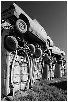 Carhenge Artwork made of scrapped cars. Alliance, Nebraska, USA (black and white)