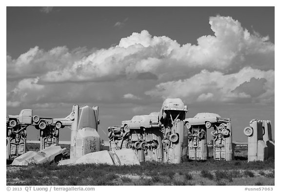 Carhenge. Alliance, Nebraska, USA (black and white)