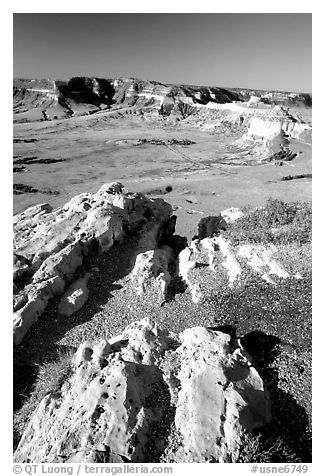 South Bluff seen from Scotts Bluff, early morming. Scotts Bluff National Monument. Nebraska, USA (black and white)