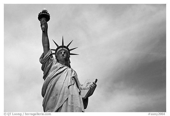 Statue of Liberty against sky. New York City, USA (black and white)