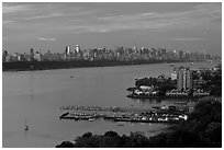 Hudson River, Fort Lee, and Manhattan. NYC, New York, USA ( black and white)
