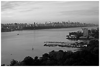 New Jersey shore and Manhattan from Fort Lee. NYC, New York, USA ( black and white)