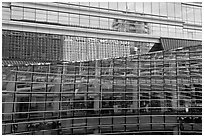 Reflections and glass walls, Bloomberg Tower. NYC, New York, USA (black and white)